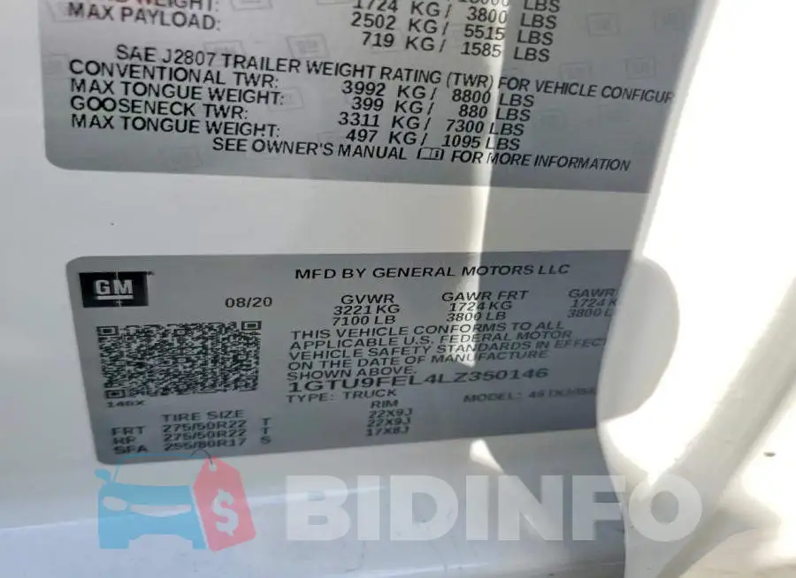 1GTU9FEL4LZ350146 Photo# 13