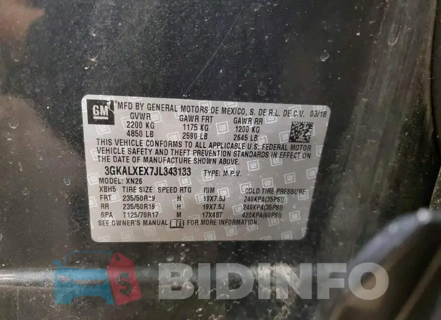 3GKALXEX7JL343133 Photo# 14