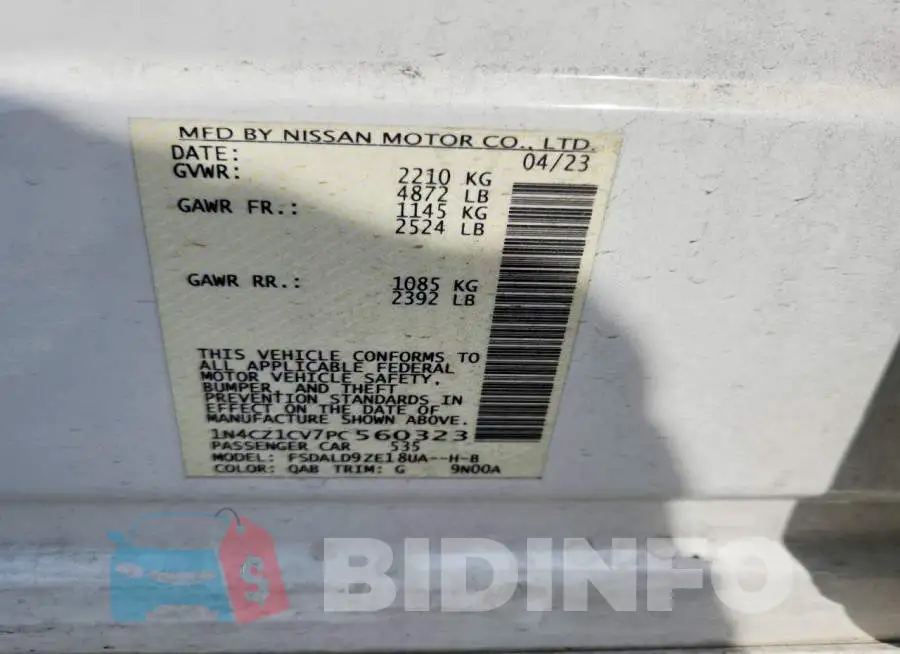 1N4CZ1CV7PC560323 Photo# 12