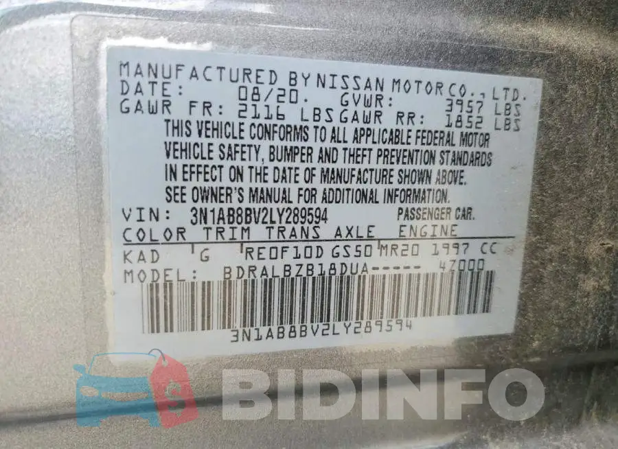 3N1AB8BV2LY289594 Photo# 12
