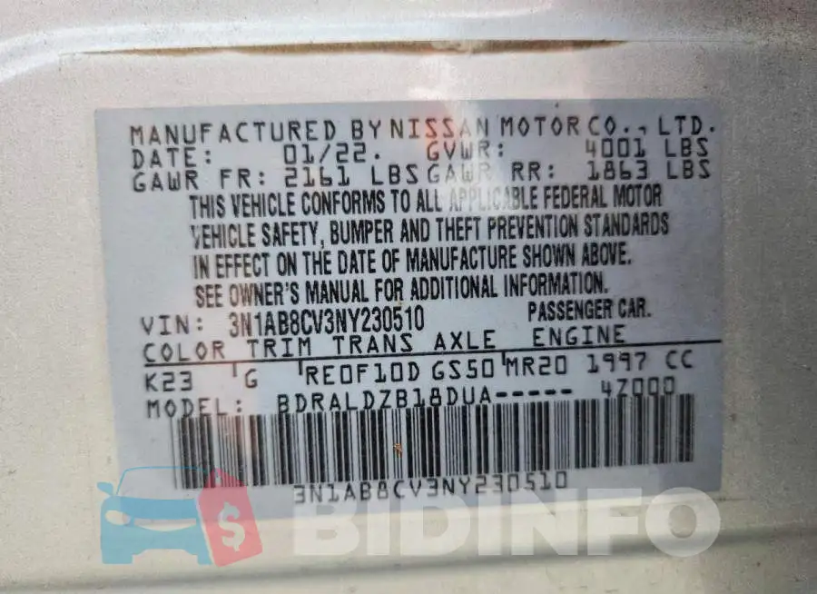 3N1AB8CV3NY230510 Photo# 12