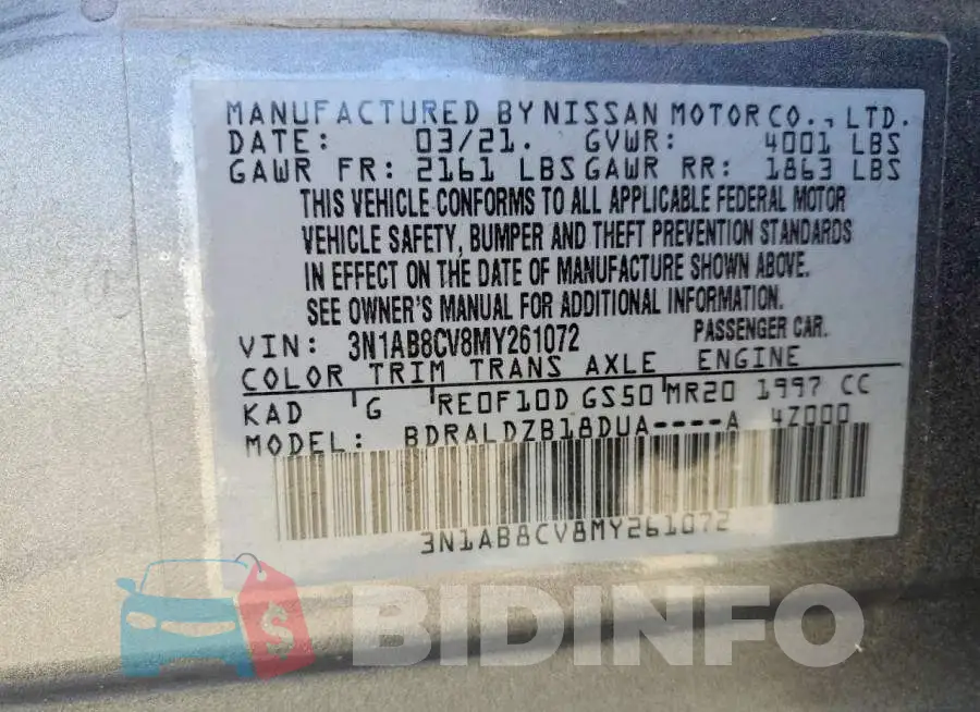 3N1AB8CV8MY261072 Photo# 12