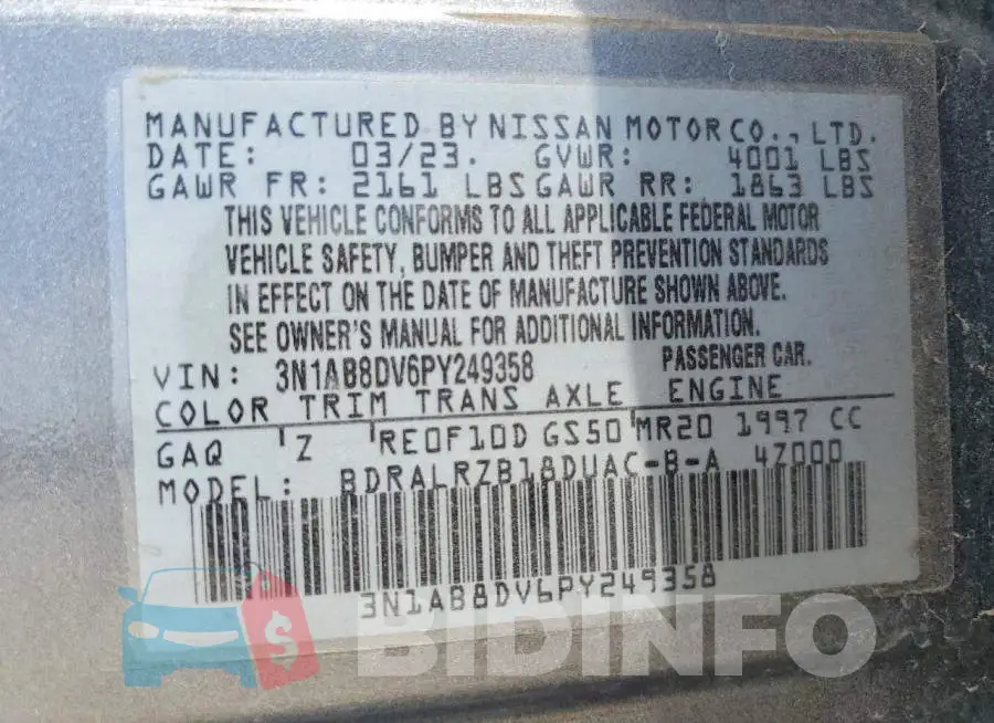 3N1AB8DV6PY249358 Photo# 13