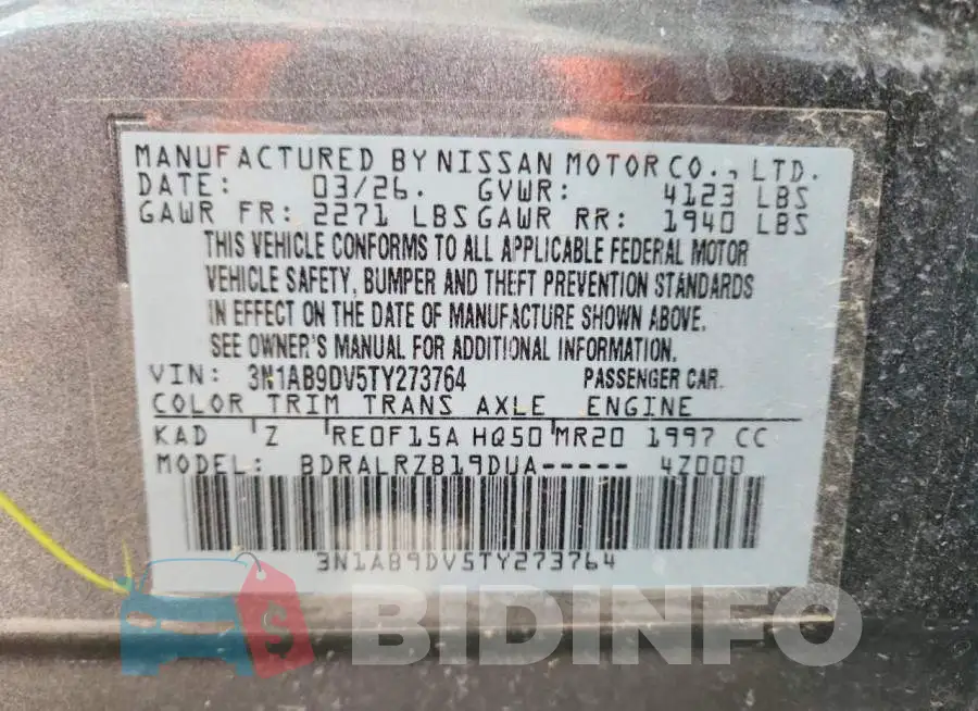 3N1AB9DV5TY273764 Photo# 13