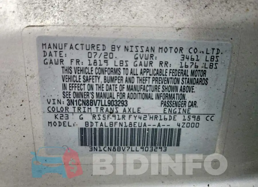 3N1CN8BV7LL903293 Photo# 12