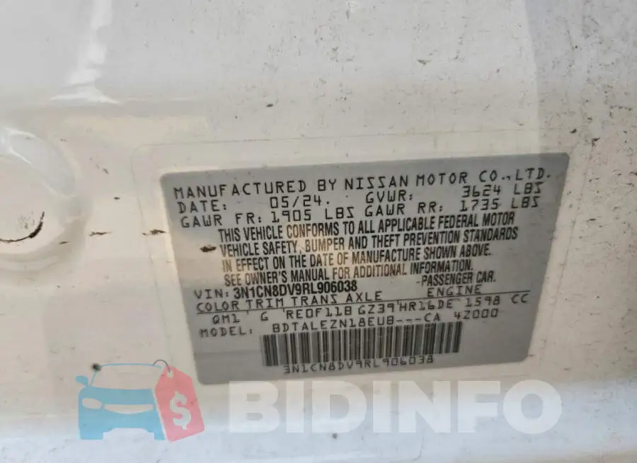 3N1CN8DV9RL906038 Photo# 12