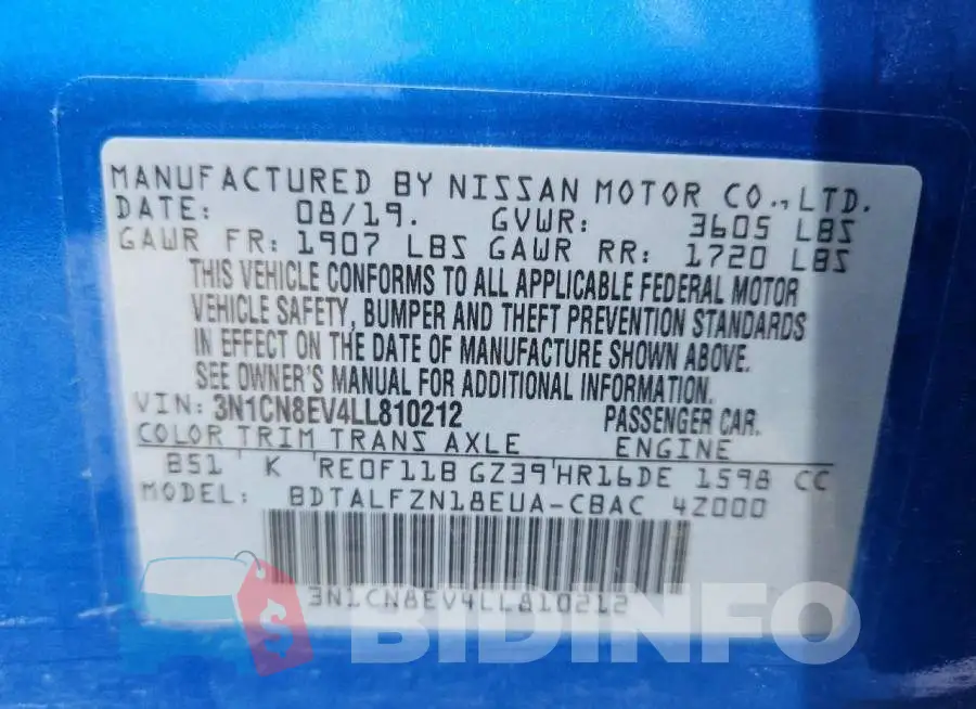 3N1CN8EV4LL810212 Photo# 12