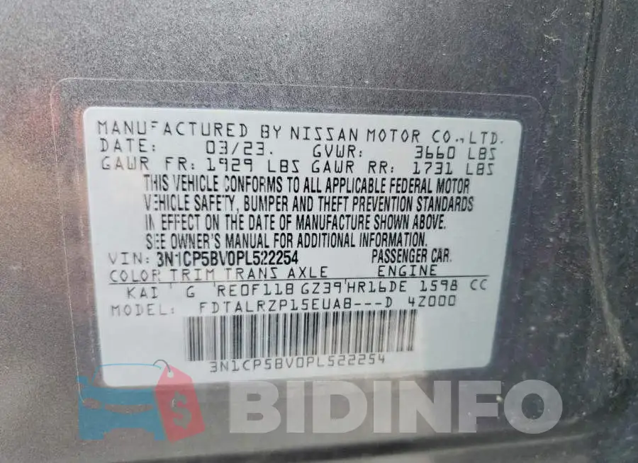 3N1CP5BV0PL522254 Photo# 13