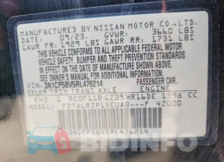3N1CP5BV5RL476214 Photo# 13