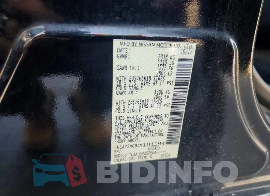 5N1AZ2MG9JN101194 Photo# 12