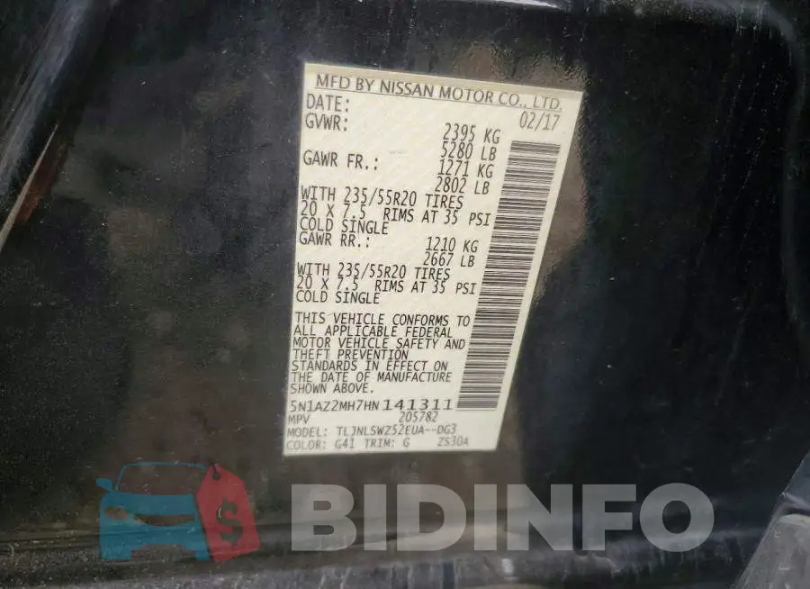 5N1AZ2MH7HN141311 Photo# 13