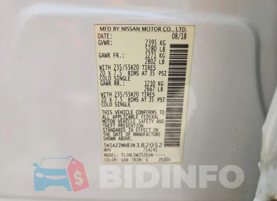 5N1AZ2MH8JN182052 Photo# 12