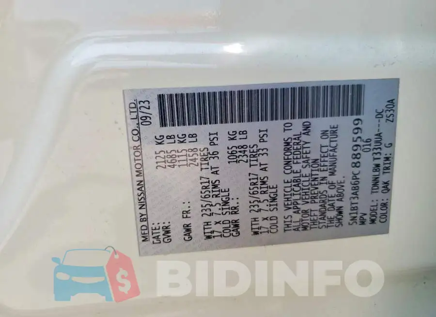 5N1BT3AB6PC889599 Photo# 13
