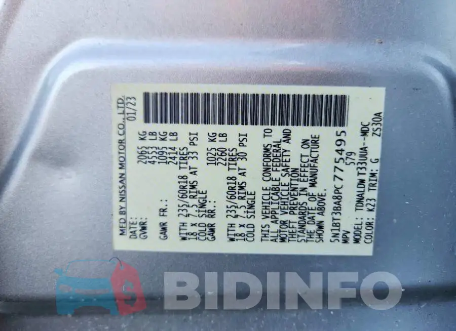 5N1BT3BA8PC775495 Photo# 13