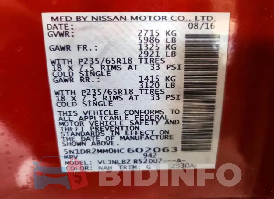 5N1DR2MM0HC602063 Photo# 12