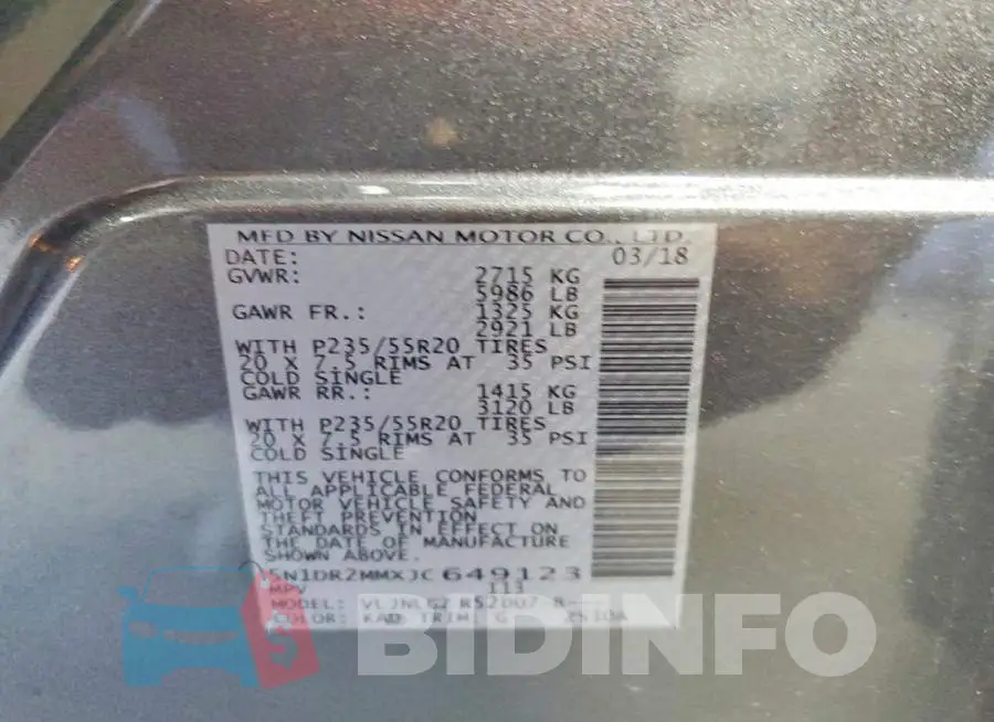 5N1DR2MMXJC649123 Photo# 12