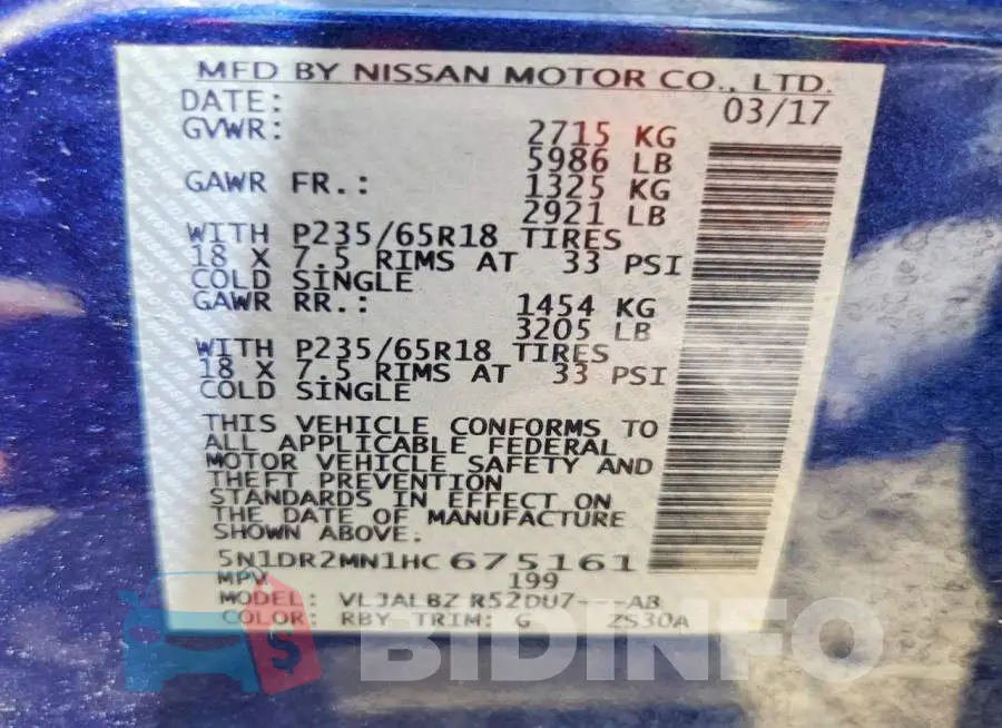 5N1DR2MN1HC675161 Photo# 13