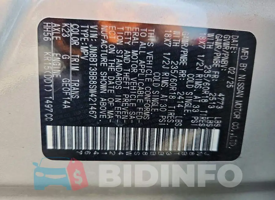 JN8BT3BB8SW421467 Photo# 13