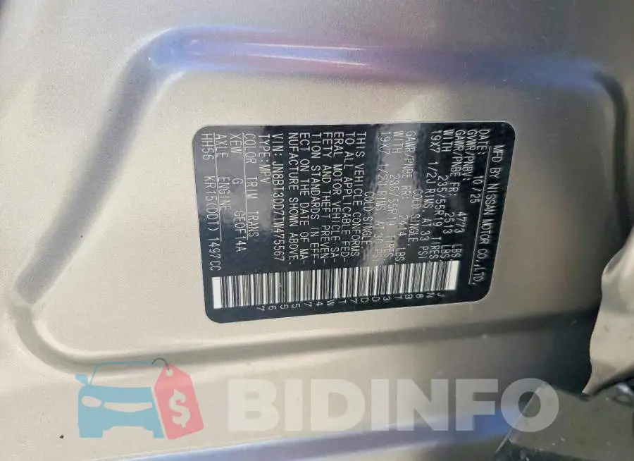 JN8BT3DD7TW475567 Photo# 12