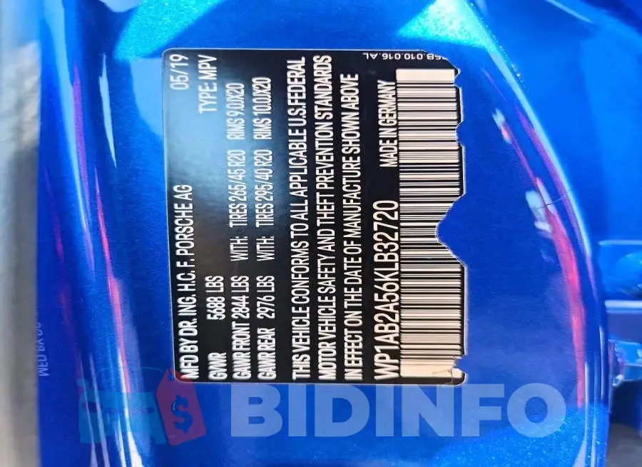 WP1AB2A56KLB32720 Photo# 13