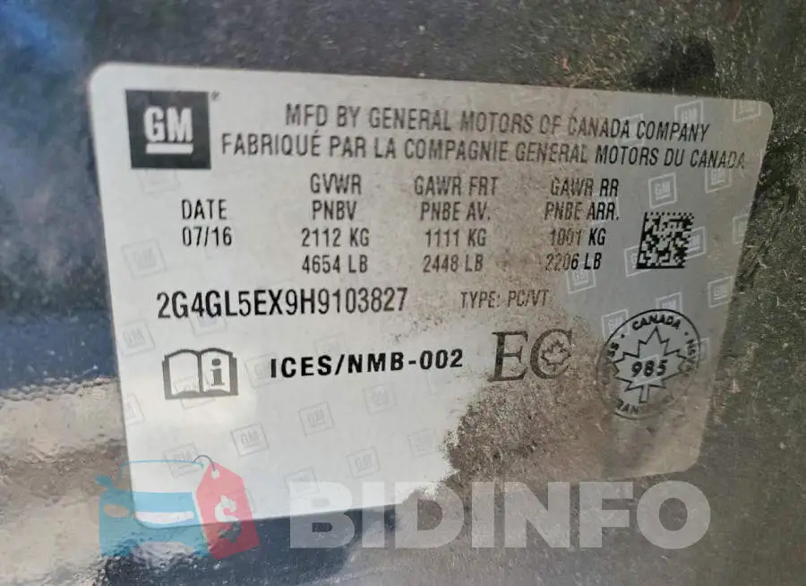 2G4GL5EX9H9103827 Photo# 12