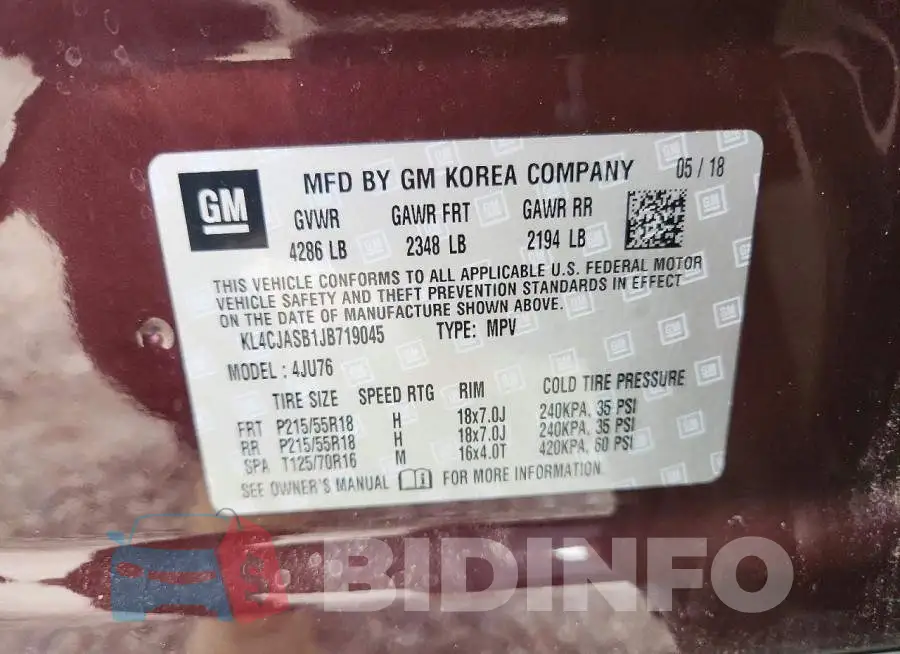 KL4CJASB1JB719045 Photo# 13