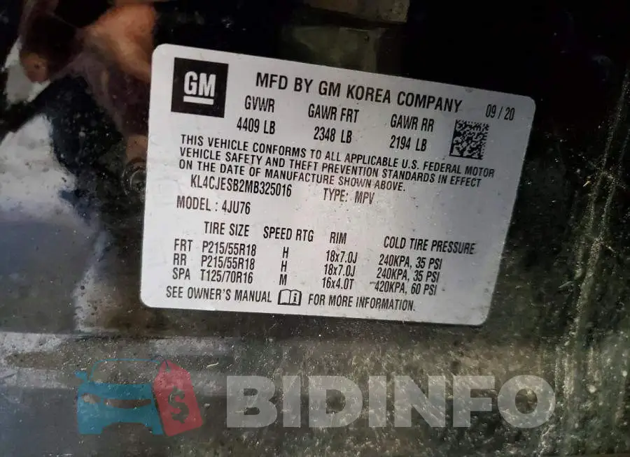 KL4CJESB2MB325016 Photo# 14