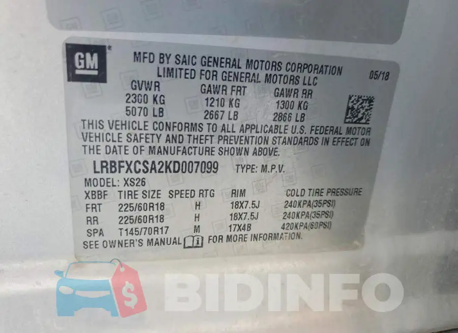 LRBFXCSA2KD007099 Photo# 13