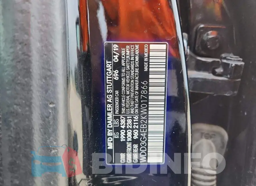 WDD3G4EB2KW017866 Photo# 12
