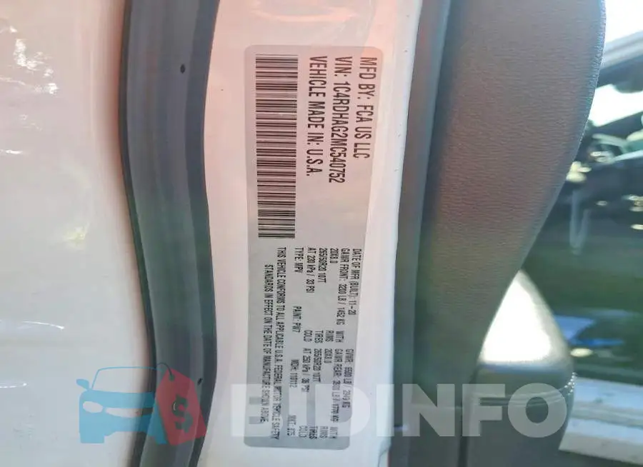 1C4RDHAG2MC540752 Photo# 13