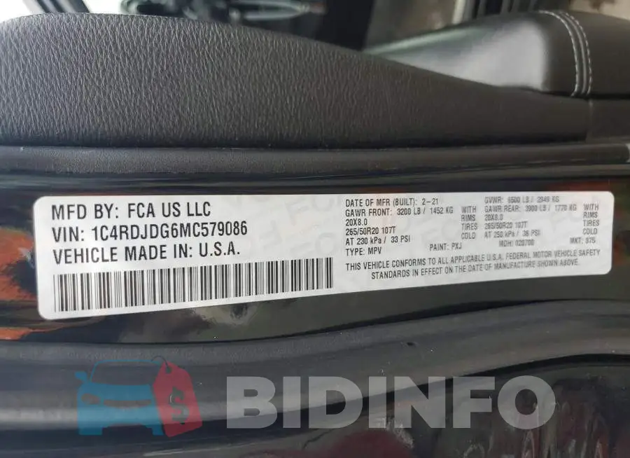 1C4RDJDG6MC579086 Photo# 13
