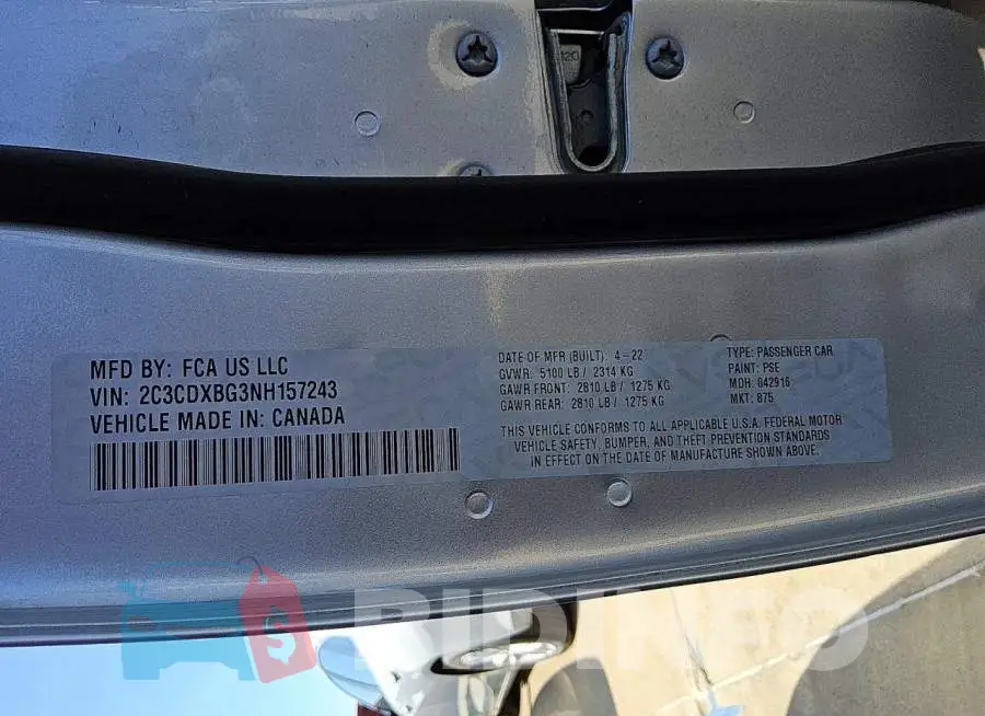 2C3CDXBG3NH157243 Photo# 12