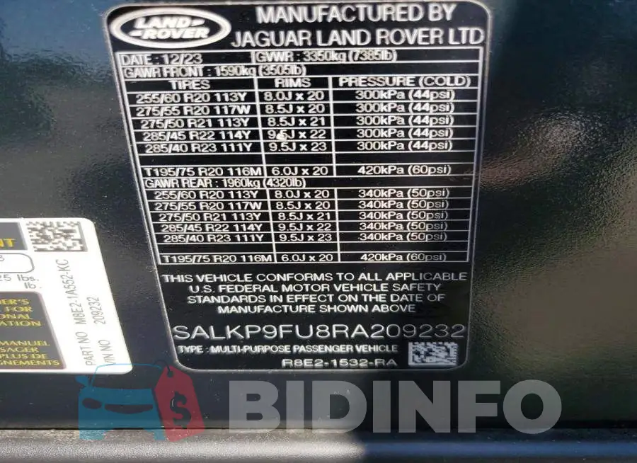 SALKP9FU8RA209232 Photo# 13