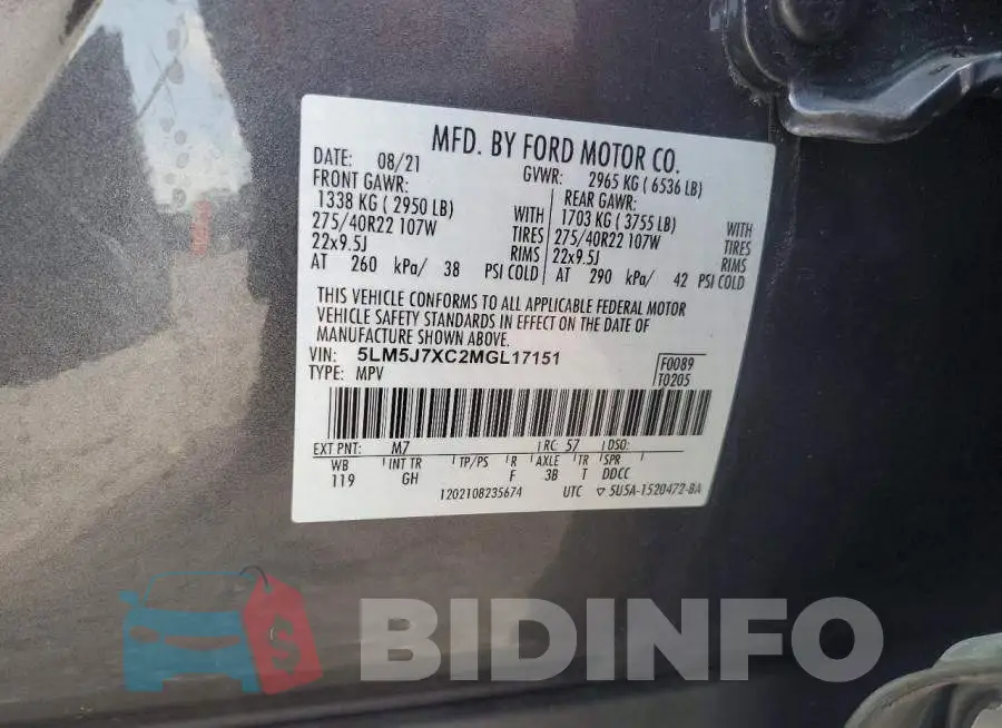 5LM5J7XC2MGL17151 Photo# 14
