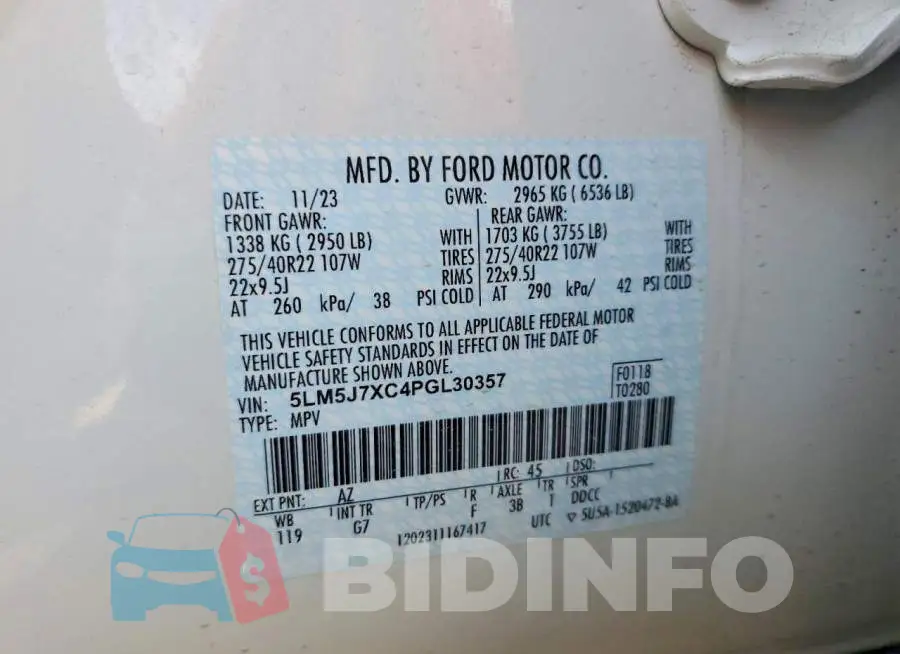5LM5J7XC4PGL30357 Photo# 13