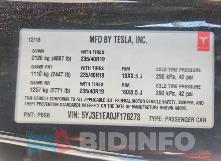 5YJ3E1EA0JF176278 Photo# 12