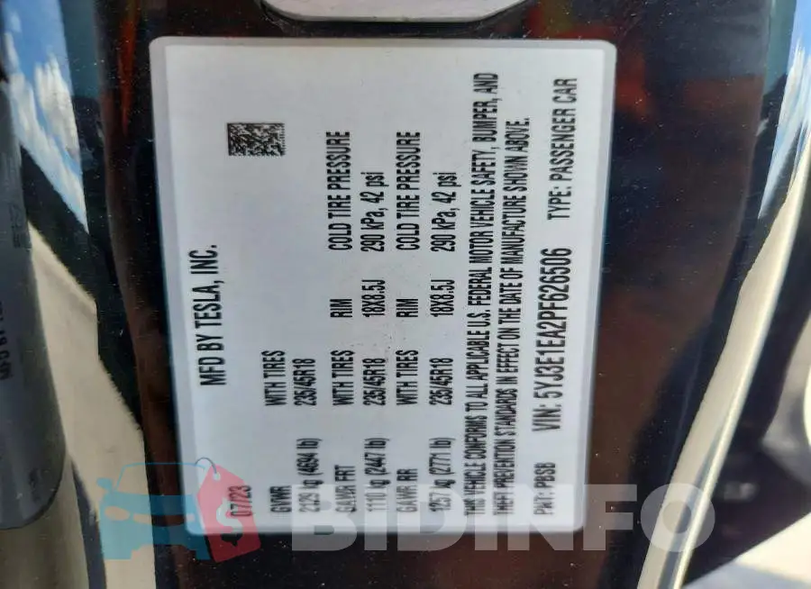 5YJ3E1EA2PF626506 Photo# 13