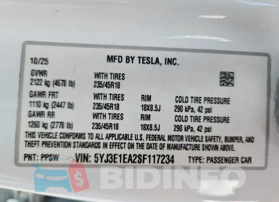 5YJ3E1EA2SF117234 Photo# 13
