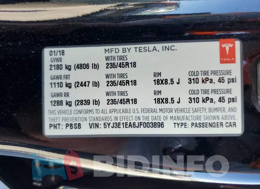 5YJ3E1EA6JF003896 Photo# 12