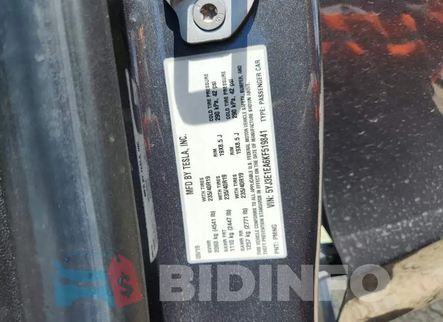 5YJ3E1EA6KF519841 Photo# 12