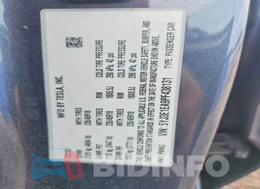 5YJ3E1EA9PF438131 Photo# 12
