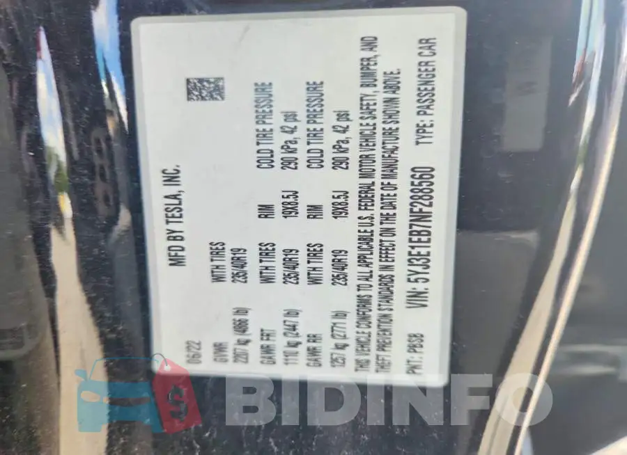 5YJ3E1EB7NF288560 Photo# 12