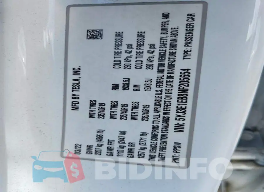 5YJ3E1EB8NF205654 Photo# 12