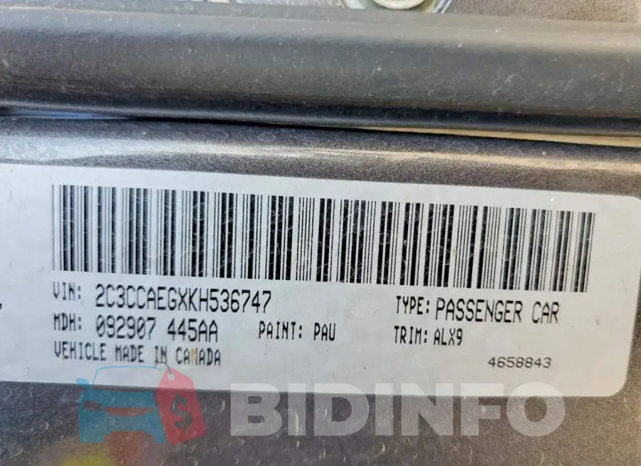2C3CCAEGXKH536747 Photo# 12