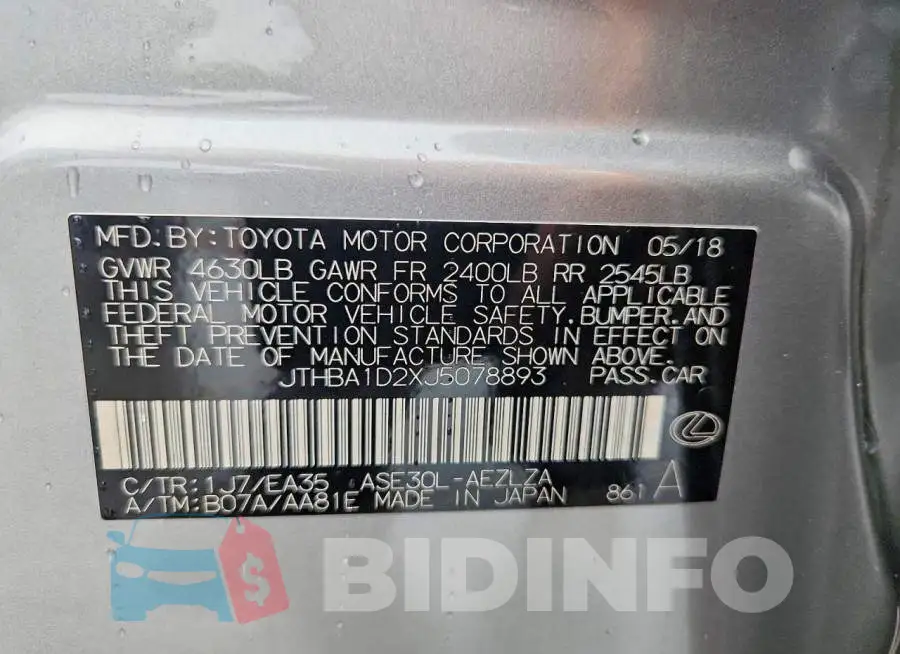 JTHBA1D2XJ5078893 Photo# 13