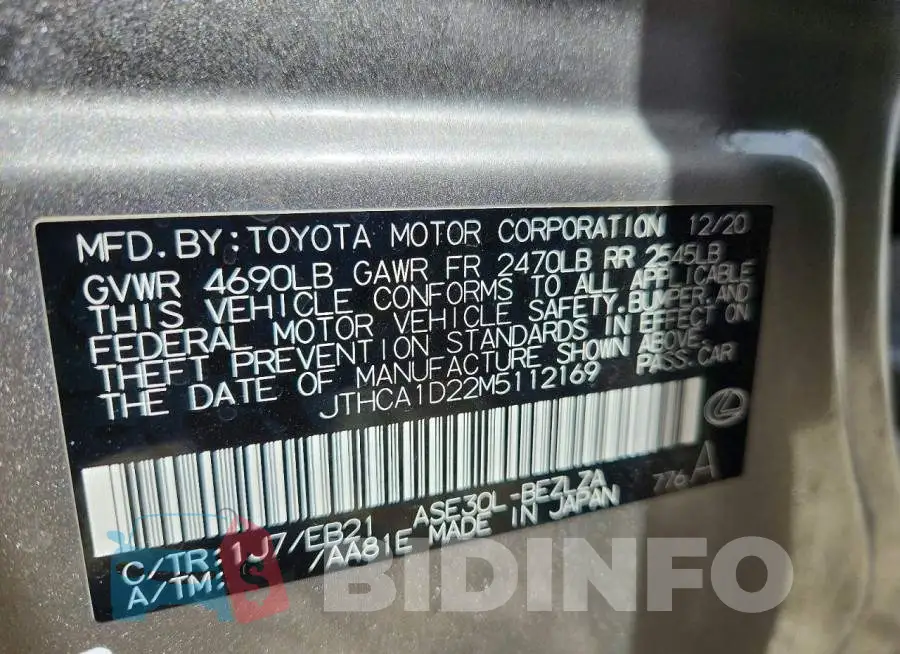 JTHCA1D22M5112169 Photo# 13