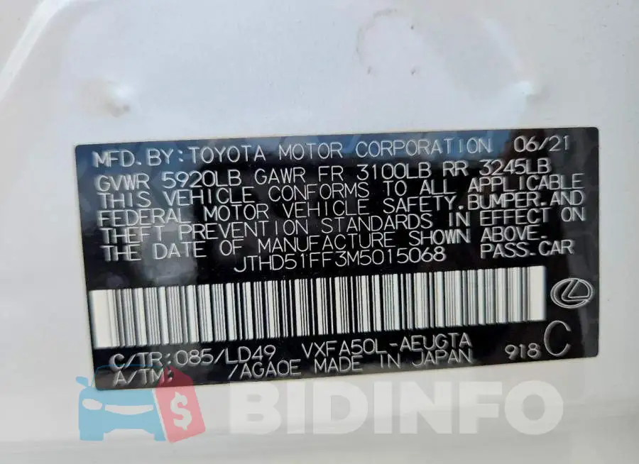 JTHD51FF3M5015068 Photo# 13