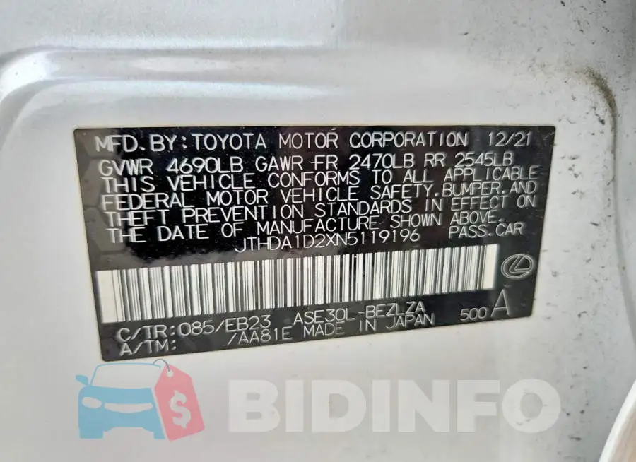 JTHDA1D2XN5119196 Photo# 12