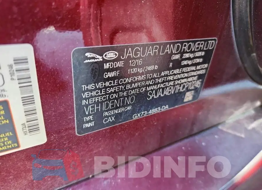 SAJAJ4BV1HCP10246 Photo# 12