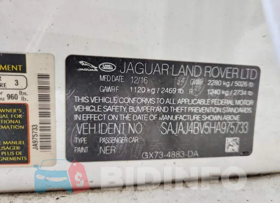 SAJAJ4BV5HA975733 Photo# 13